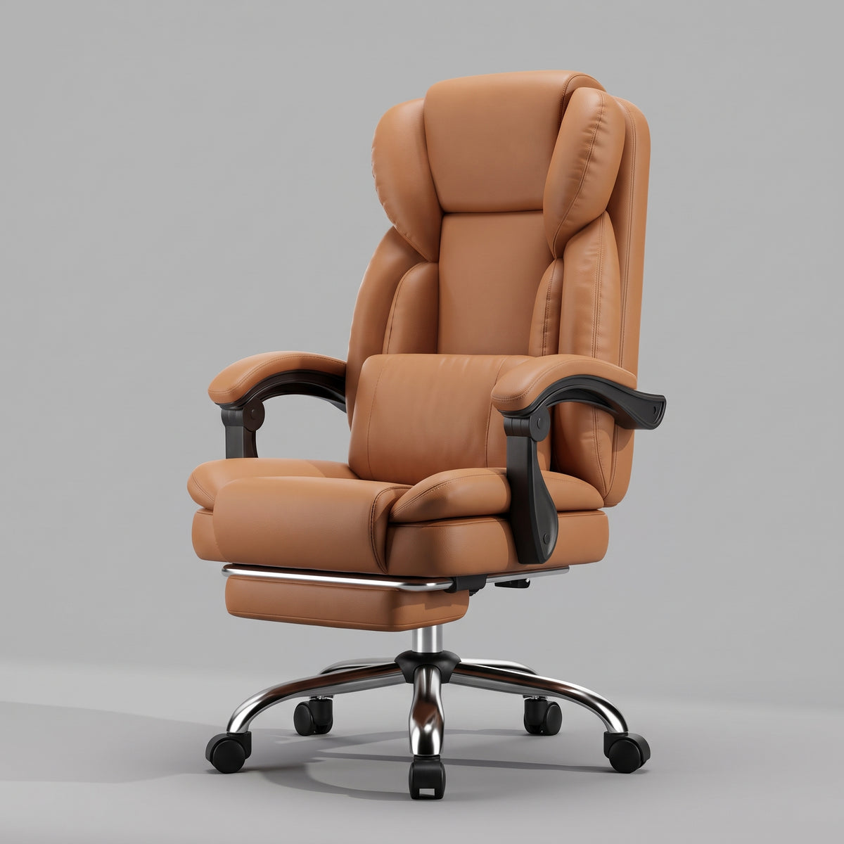 Silla Oficina Ergonomica Reclinable Cuero Naranja