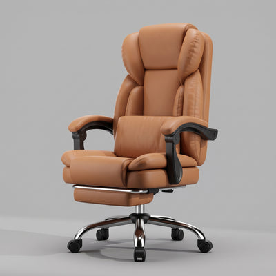 Silla Oficina Ergonomica Reclinable Cuero Naranja