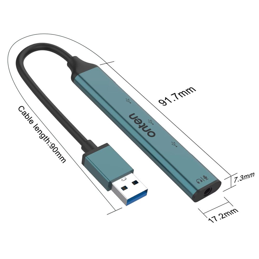 Adaptador Audio Jack 3.5mm y 3 USB 2.0 OTN-5706 PC Mac