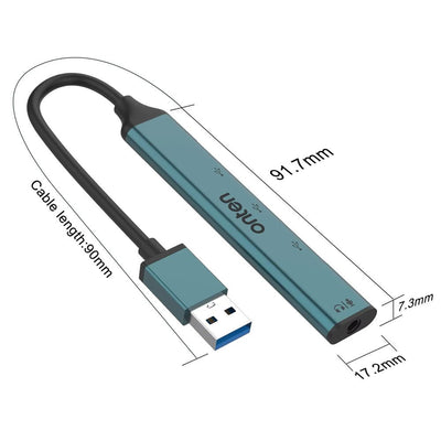 Adaptador Audio Jack 3.5mm y 3 USB 2.0 OTN-5706 PC Mac