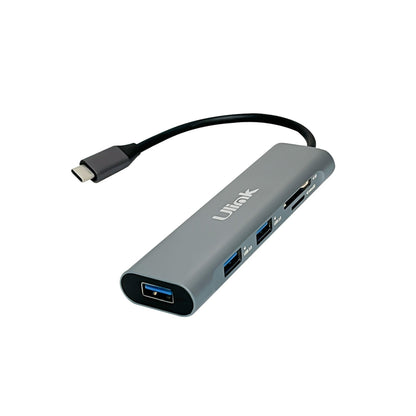 Adaptador multipuerto USB C 5 en 1 USB 3.0x3 + SD + MicroSD