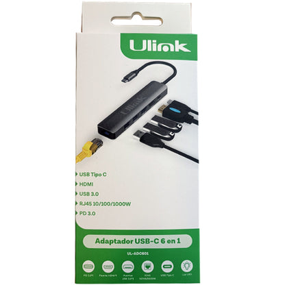 Adaptador Multipuerto USB C 6 en 1 Ulink Alta Calidad