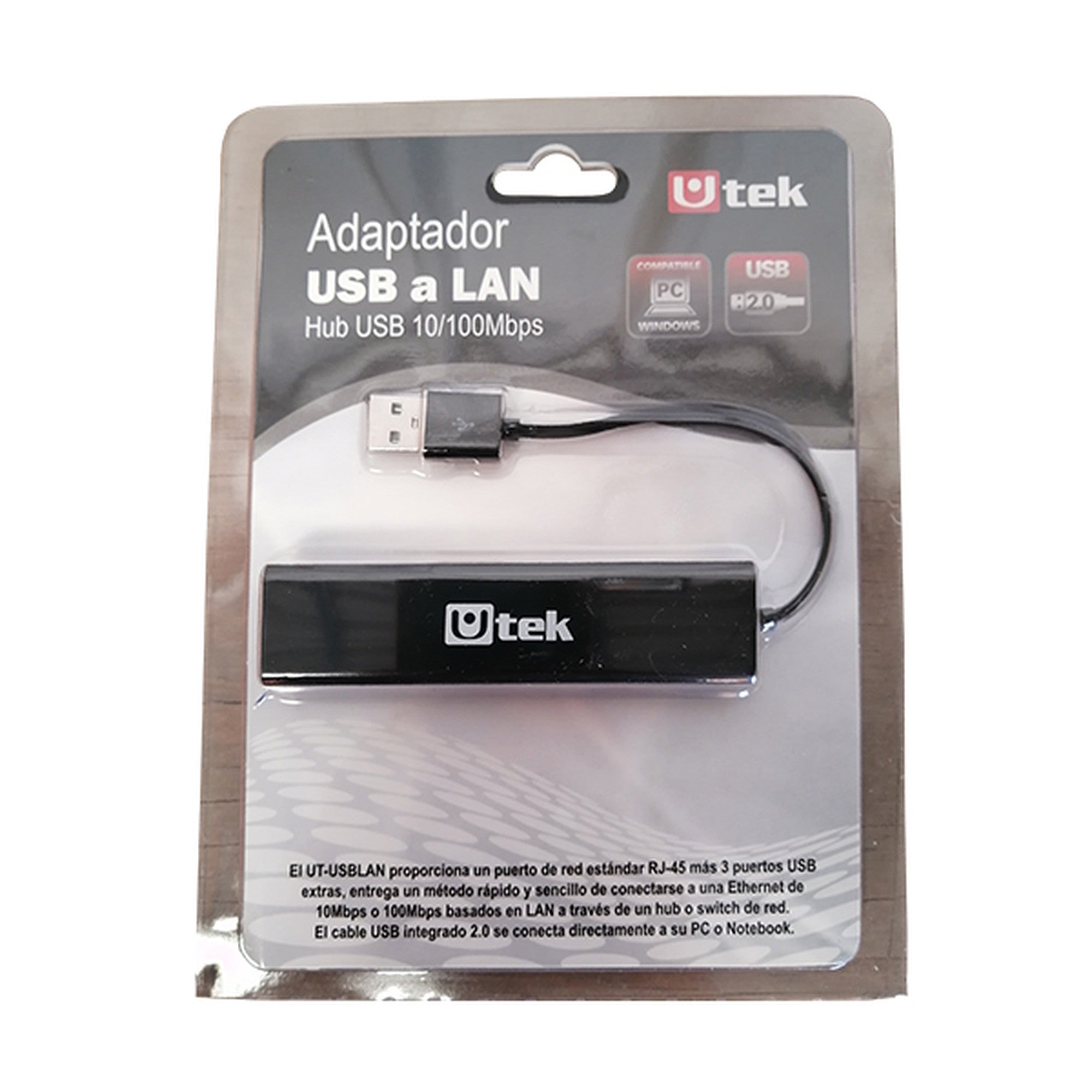 Adaptador USB 2.0 a RJ45 con Hub 3 Puertos LAN Ethernet