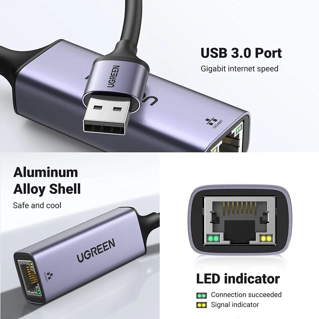 Adaptador USB 3.0 a Ethernet Gigabit Ugreen CM209 Metal