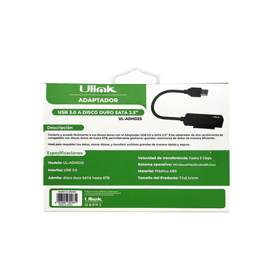 Adaptador USB 3.0 a SATA Discos 2.5 SSD HDD UL-ADHD25