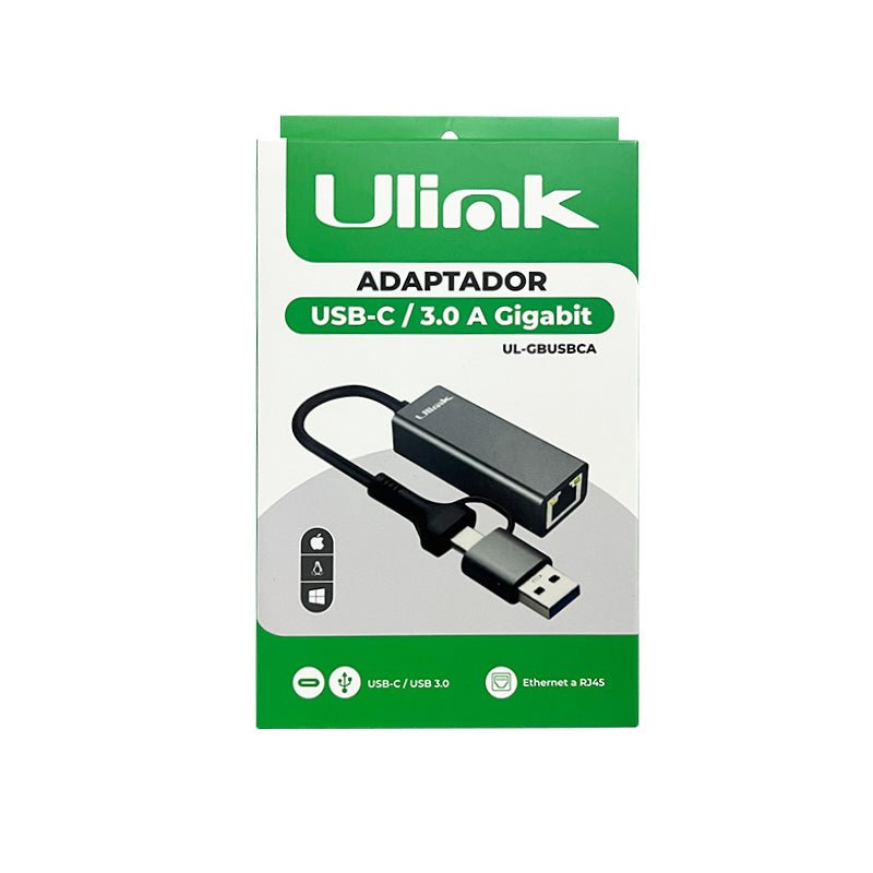 Adaptador USB C A a Gigabit Ethernet RJ45 PC UL-GBUSBCA