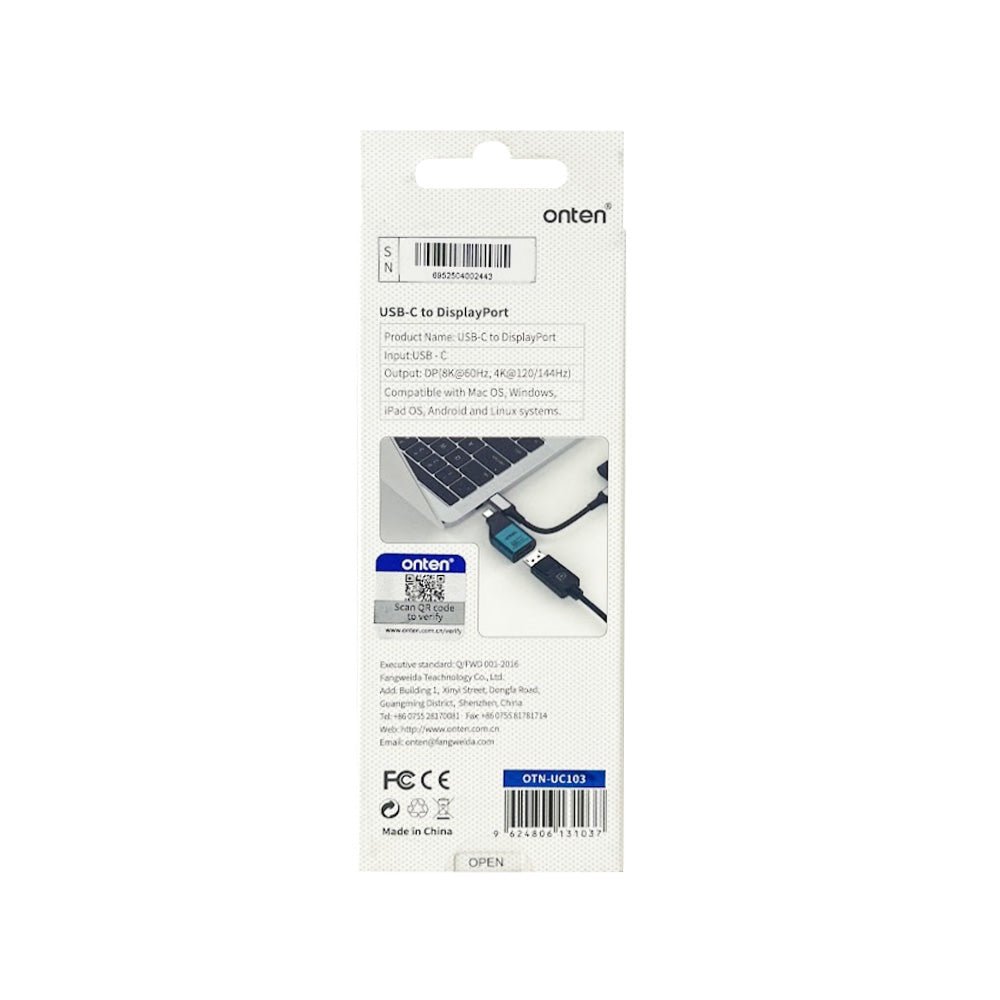 Adaptador USB - C a DisplayPort 8K 60Hz OTN - UC103 Aluminio