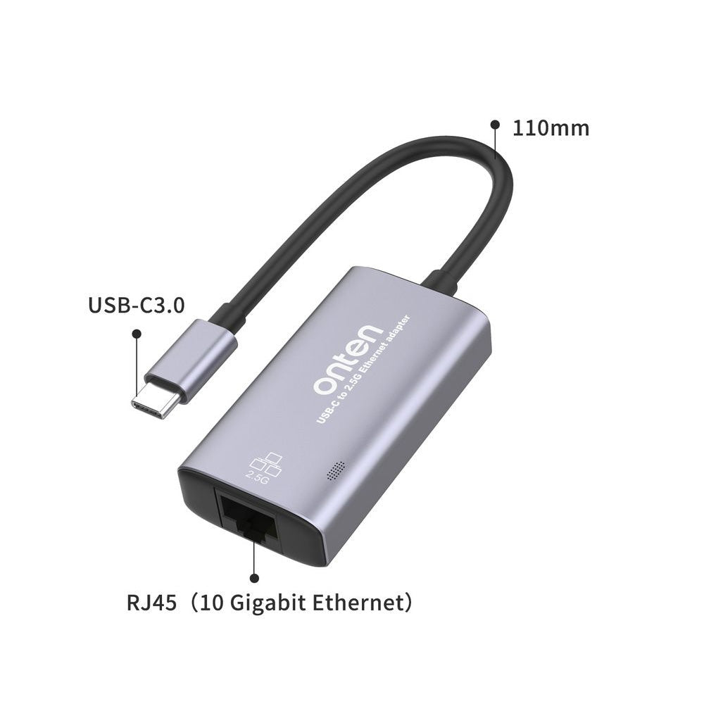 Adaptador USB - C a Ethernet 2.5G RJ45 OTN - UC602 Aluminio