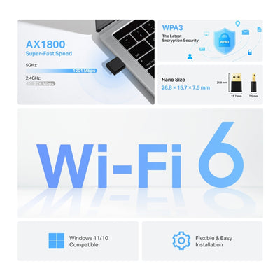 Adaptador USB Inalambrico Wifi 6 Nano Archer TX20U AX1800