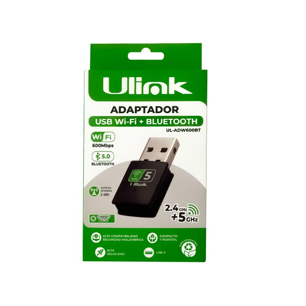 Adaptador USB Wi - Fi 600 Mbps Bluetooth 5.0 UL - ADW600BT