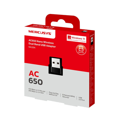 Adaptador WiFi USB Nano MA20N Mercusys Doble Banda