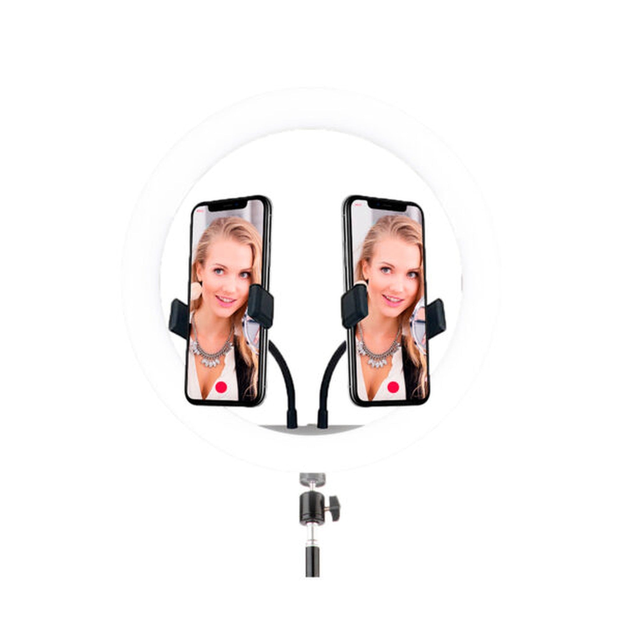 Aro de Luz 12" con Soporte Tripode y Doble soporte para Tele Usb