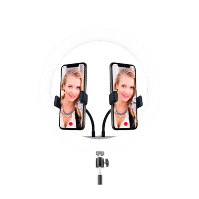 Aro de Luz 12" con Soporte Tripode y Doble soporte para Tele Usb