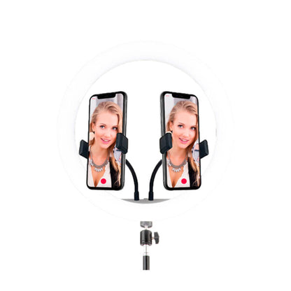 Aro de Luz 12" con Soporte Tripode y Doble soporte para Tele Usb