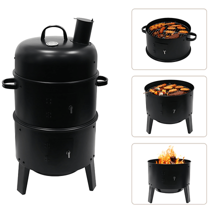 Asador Parrilla Ahumador Multifuncional 3 en 1 Carbón