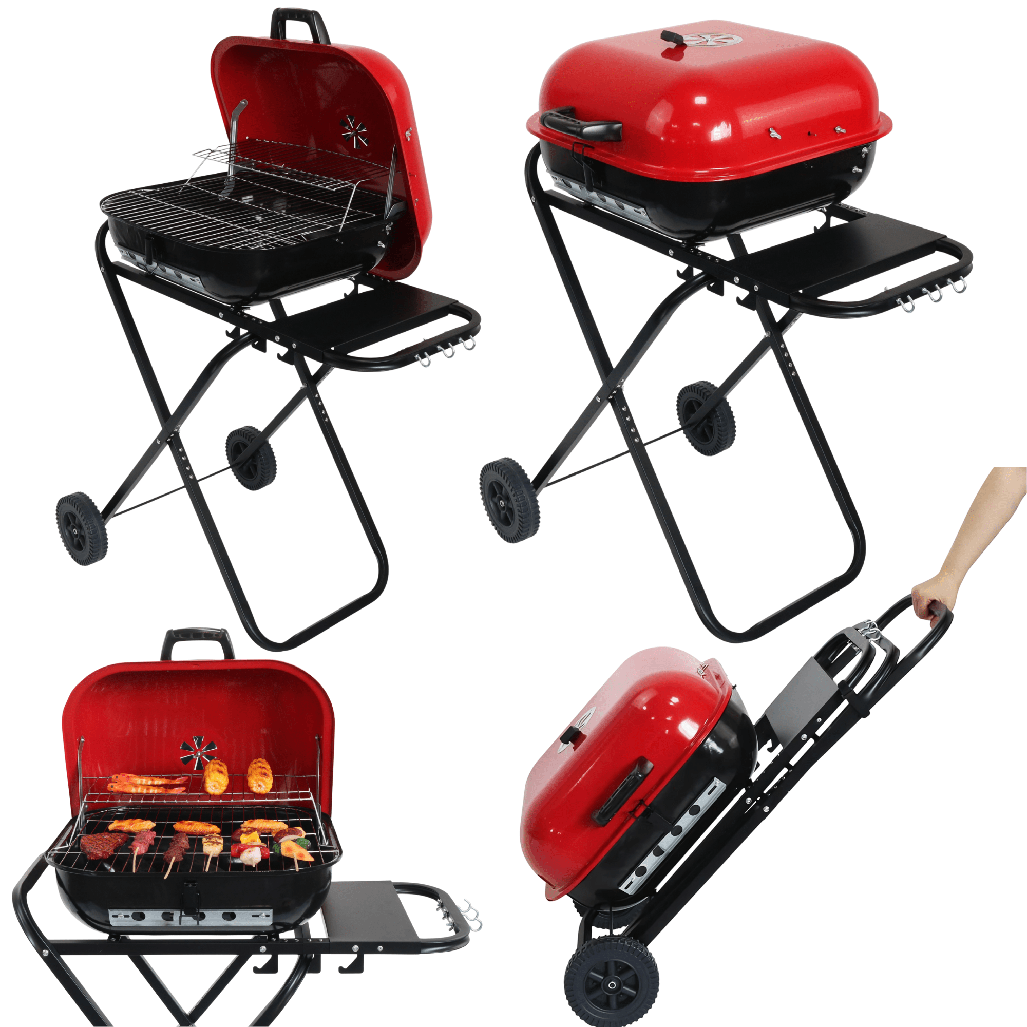 Asador Portátil con Ruedas 47cm Ideal Camping y Terrazas