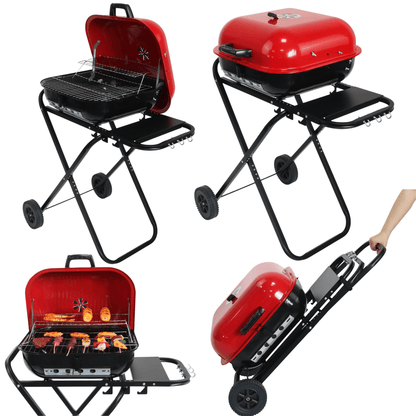 Asador Portátil con Ruedas 47cm Ideal Camping y Terrazas
