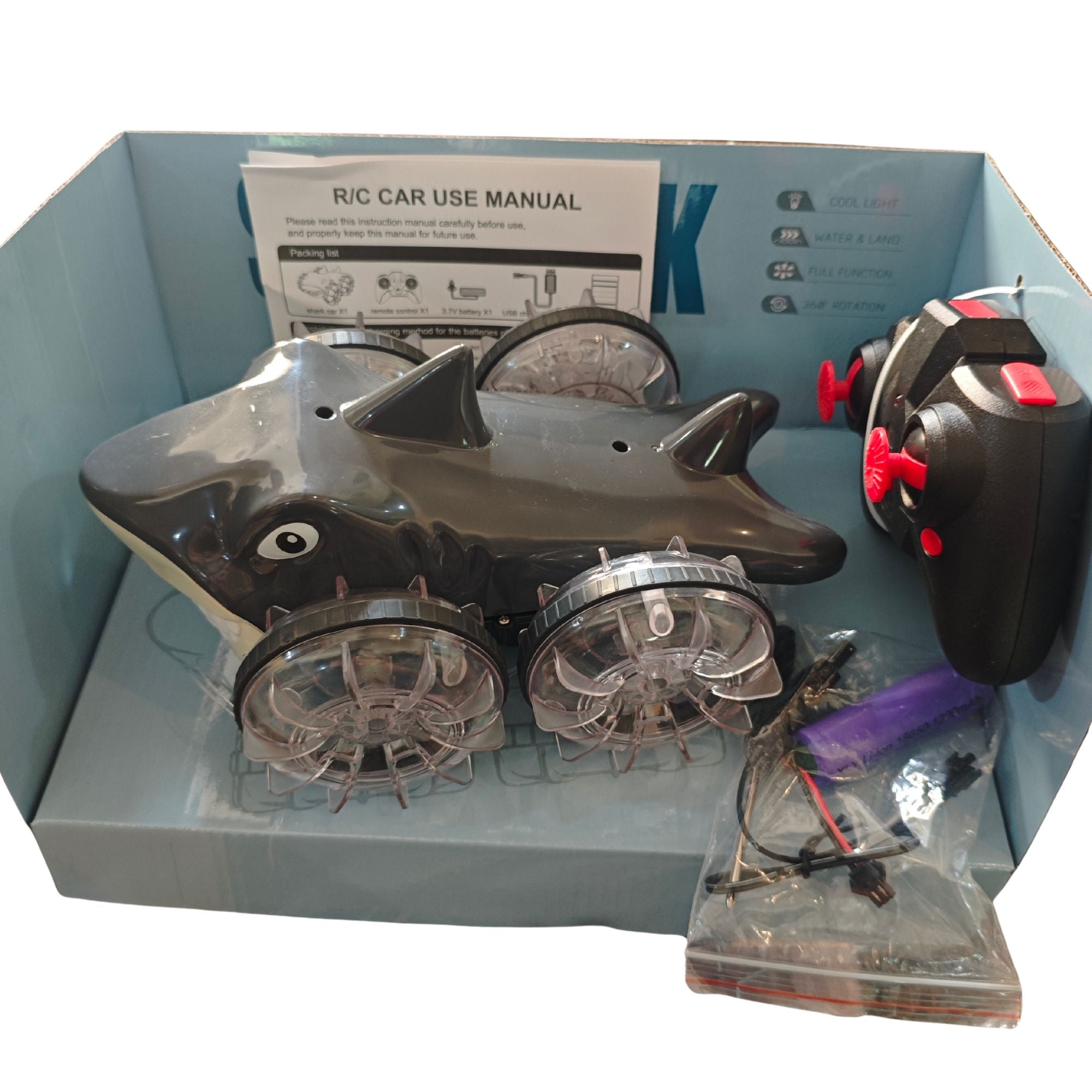 Auto a Control Remoto Anfibio Tiburón 4x4 Agua y Tierra