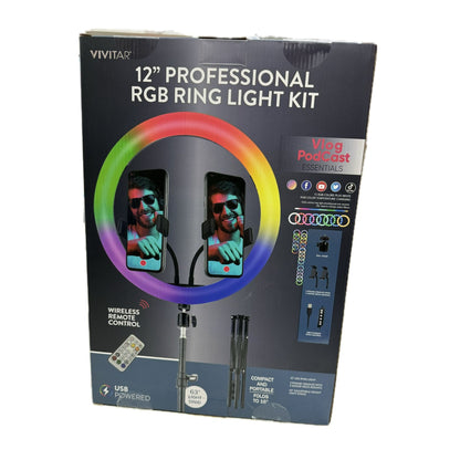 Aro De Luz De 12" Luz Rgb Con Doble Soporte Para Telefonos Usb - doble soporte