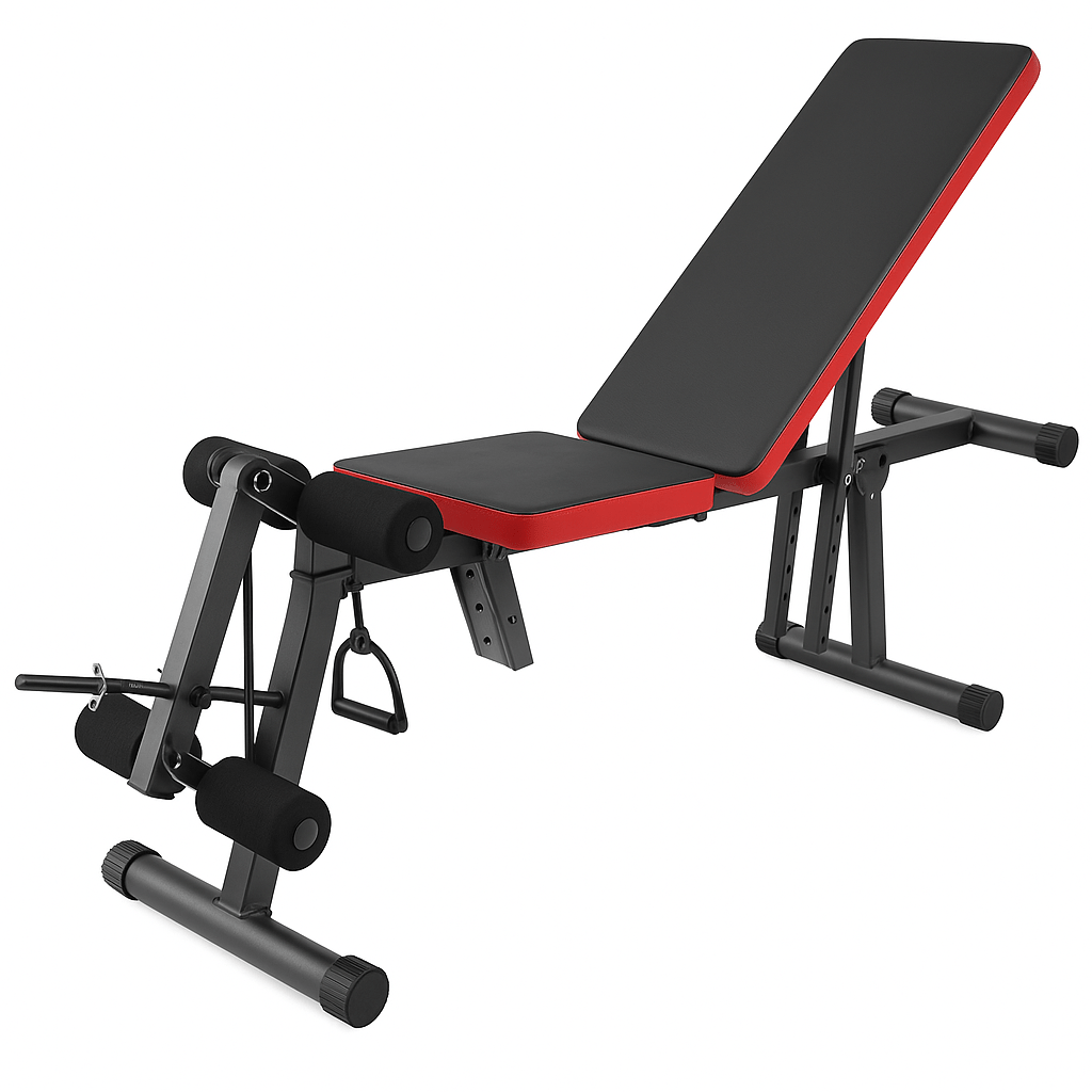 Banco multifuncional ajustable con polea soporte y elasticas