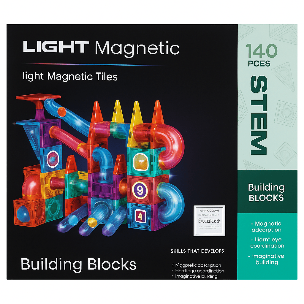 Bloques Magnéticos con Luz Pista de Canicas 140 Piezas