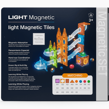 Bloques Magnéticos con Luz Pista de Canicas 93 Piezas