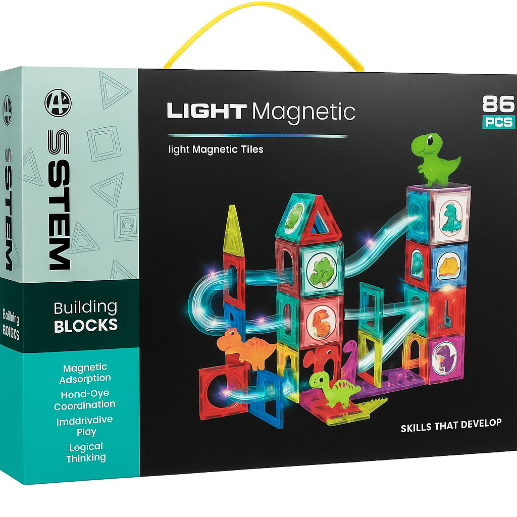 Bloques Magnéticos con Luz STEM Dinosaurios 86 Piezas