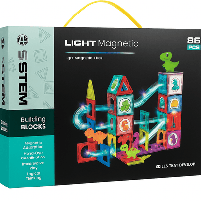 Bloques Magnéticos con Luz STEM Dinosaurios 86 Piezas