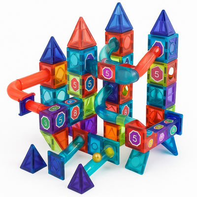 Bloques Magnéticos Pista de Canicas DIY 130 Piezas STEM