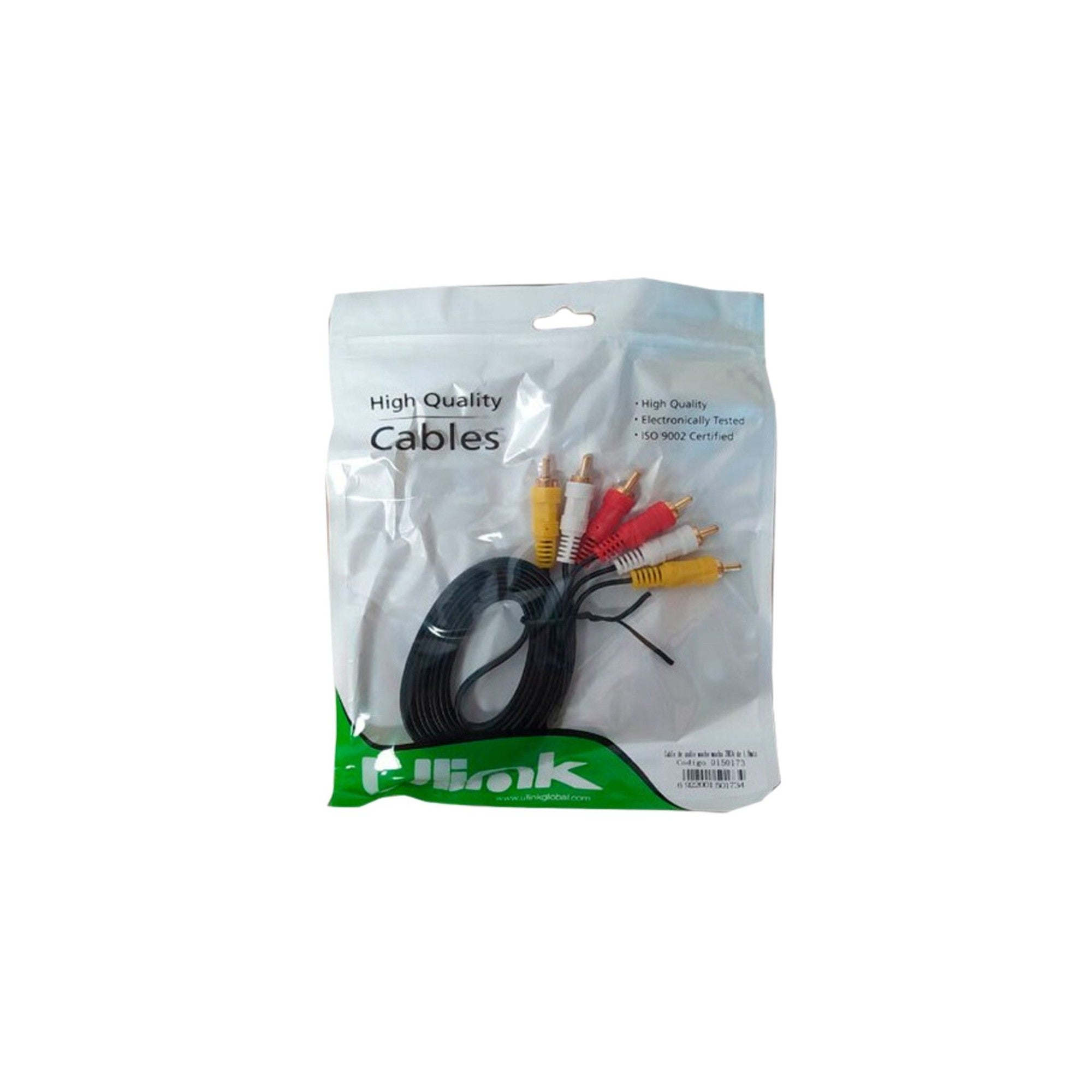 Cable de Audio 3 RCA a RCA M - M 1,8 Metros
