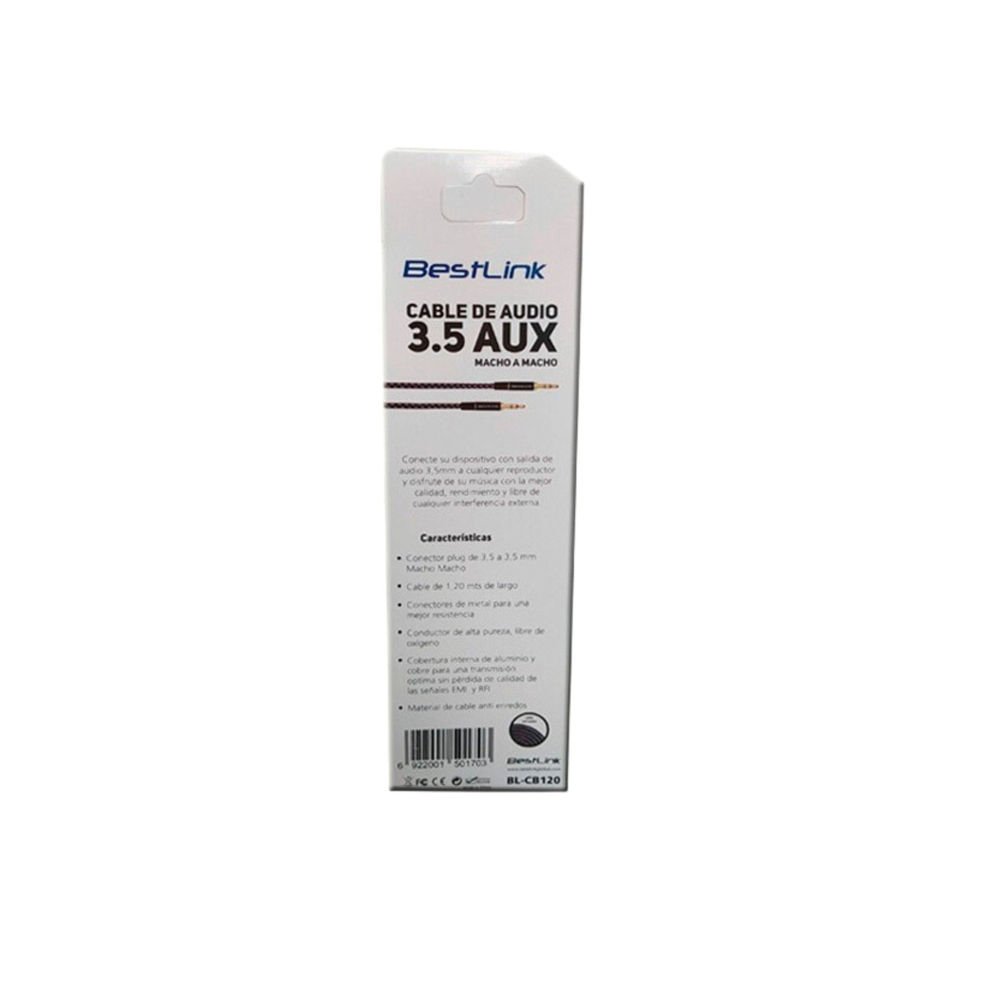 Cable de Audio Auxiliar 3.5mm 1,2 Metros