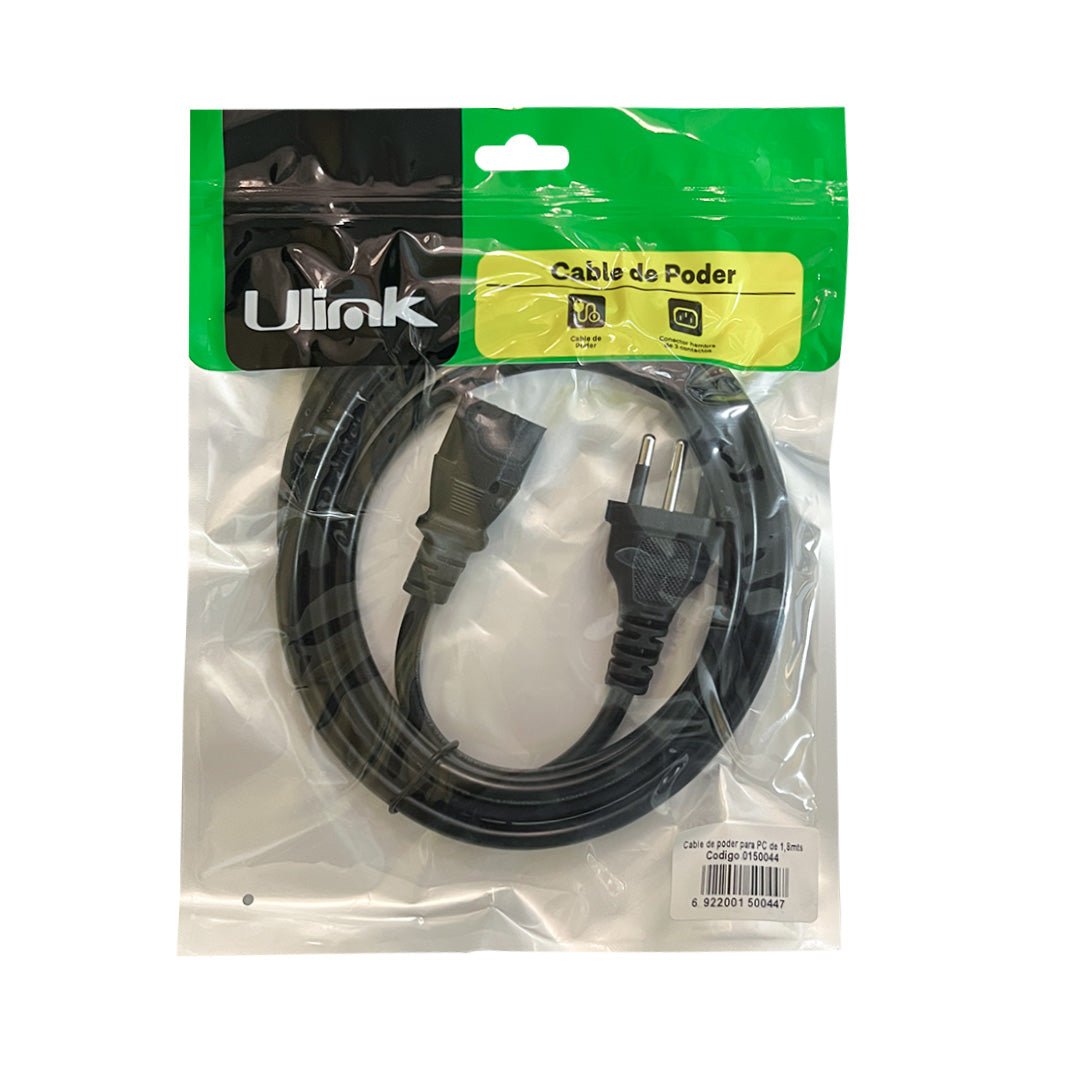 Cable de Poder para PC 1.8 Mts Ulink Alta Calidad