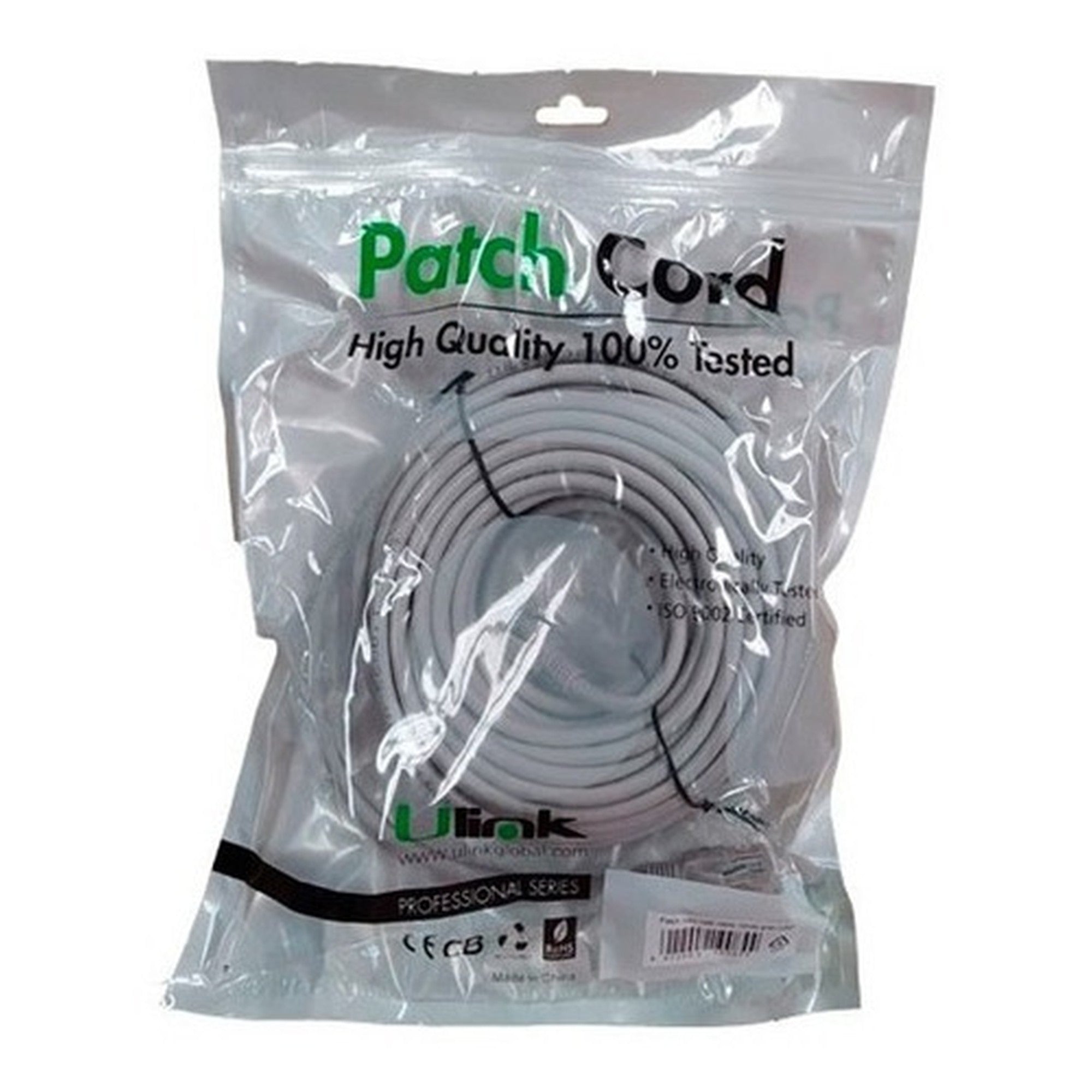 Cable de Red Cat6 20 Metros Gris Certificado Fluke Patch Cord