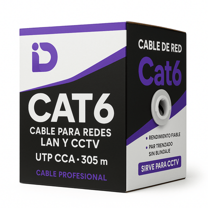 Cable de Red Cat6E 305M 23AWG 0.52mm 100% Cobre