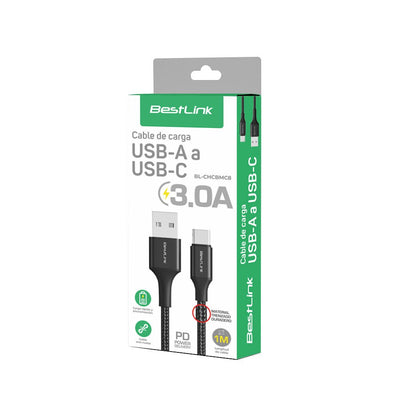 Cable USB-A a USB-C 3.0A 1M Trenzado BL-CHCBMC8 Rapido