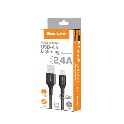 Cable USB a Lightning 2.4A Trenzado BL-CHCBML4 iPhone