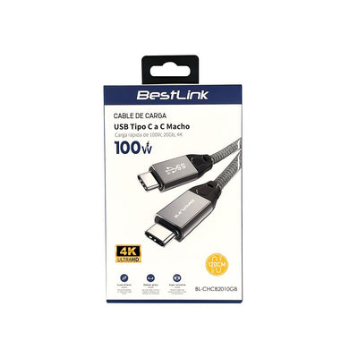 Cable USB C a C Carga Rápida 100W 20Gb 4K 1.2Mts