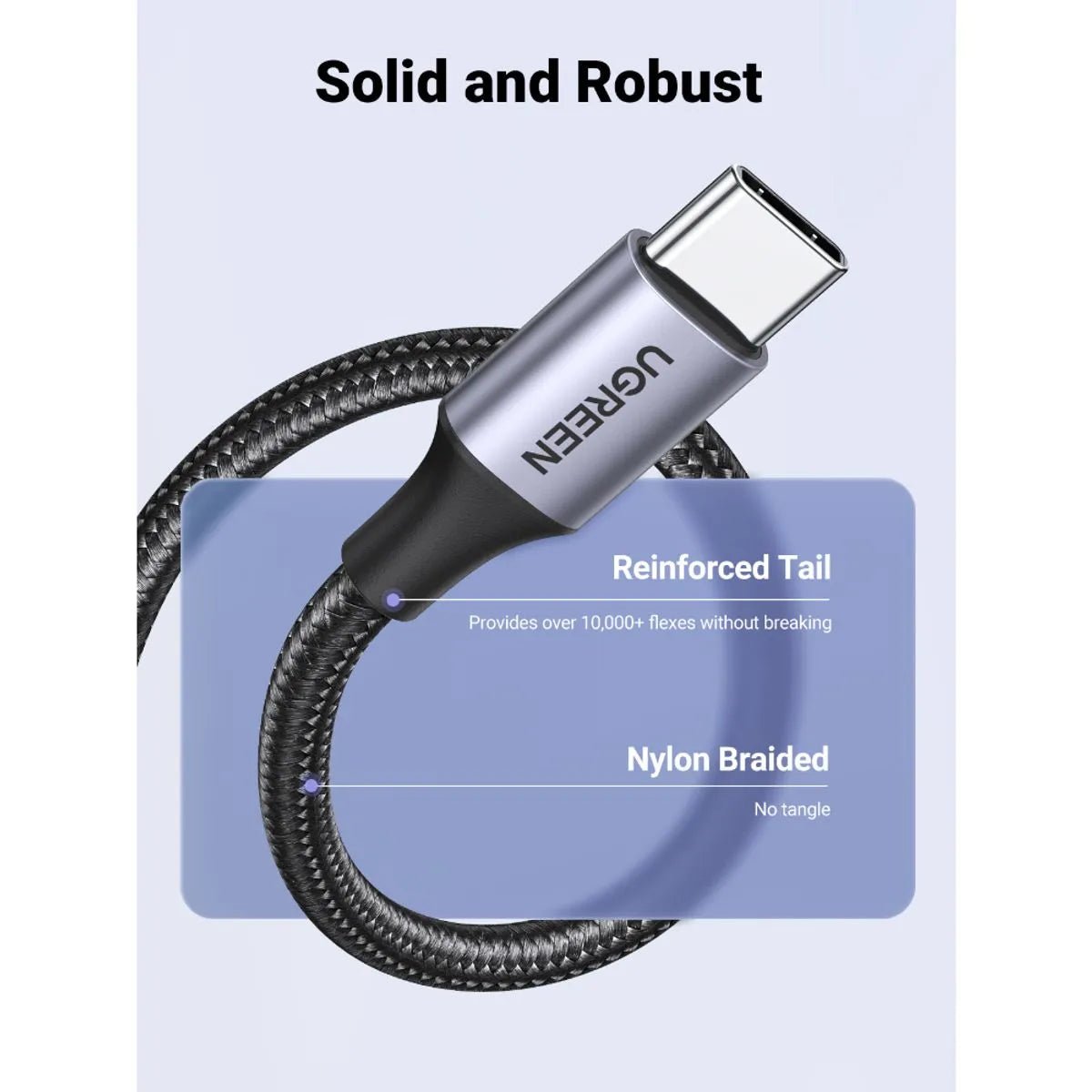 Cable USB - C a USB - A UGREEN 3A 2m Nylon Trenzado US288 Negro