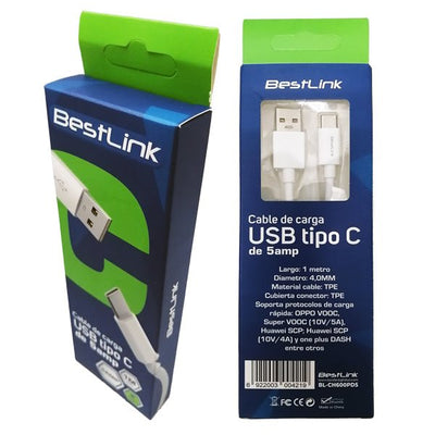 Cable USB Tipo C a USB 5 Amperios 1m Carga Ultra RápidaBestlinkItems Digital Spa – Tecnología, Hogar y Fitness en un solo lugar