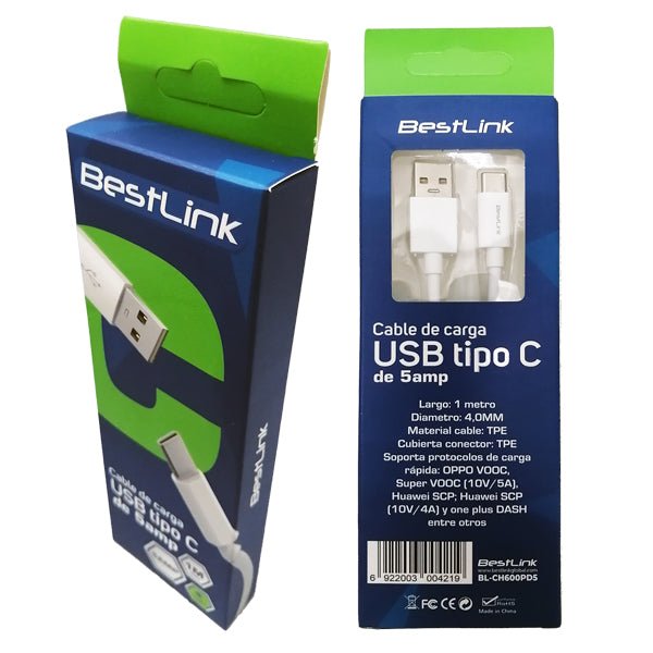 Cable USB Tipo C a USB 5 Amperios 1m Carga Ultra RápidaBestlinkItems Digital Spa – Tecnología, Hogar y Fitness en un solo lugar