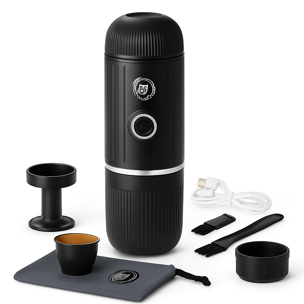 Cafetera portátil para Cápsulas y Café Molido con Calentador de Agua