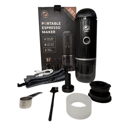 Cafetera portátil para Cápsulas y Café Molido con Calentador de Agua