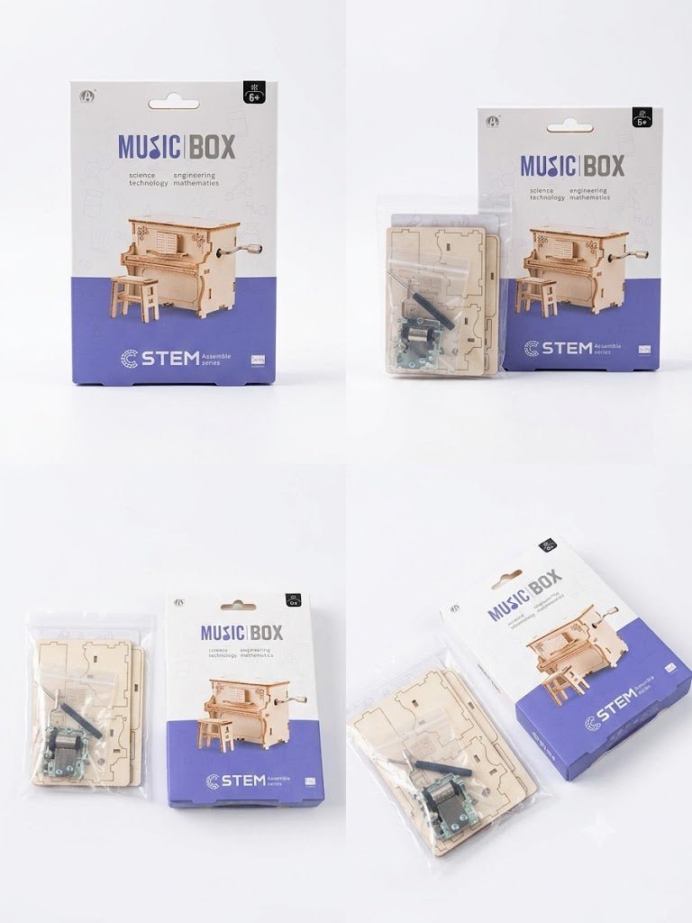 Caja de Musica Piano de Madera Armable Rompecabezas 3D