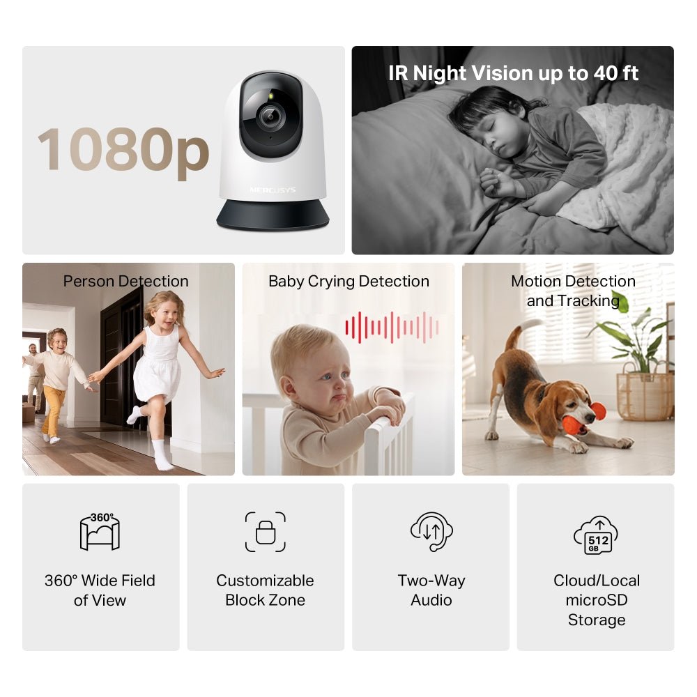 Camara Seguridad Wifi Interior Mercusys MC200 WiFi 1080p