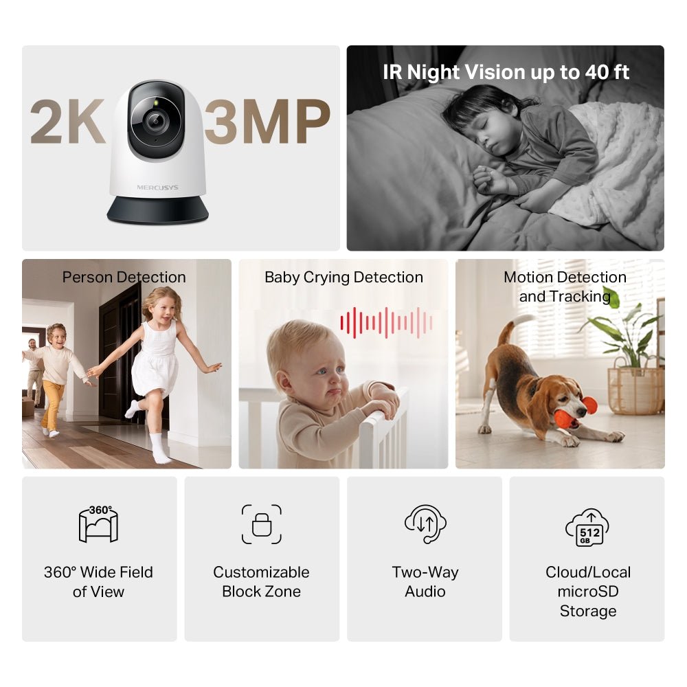 Cámara Wifi Interior Mercusys MC210 2K Audio MotorizadaMercusysItems Digital Spa – Tecnología, Hogar y Fitness en un solo lugar