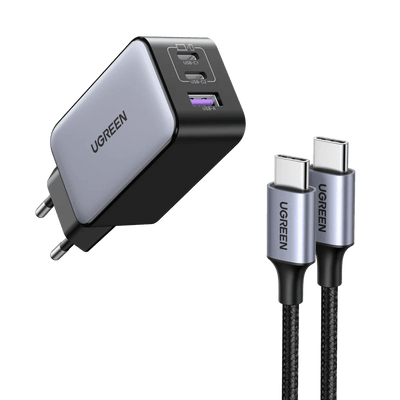 Cargador GaN 65W Ugreen Nexode 3 Puertos USB-C Rápido