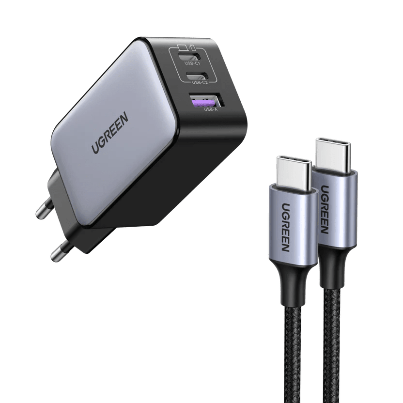 Cargador GaN 65W Ugreen Nexode 3 Puertos USB-C Rápido