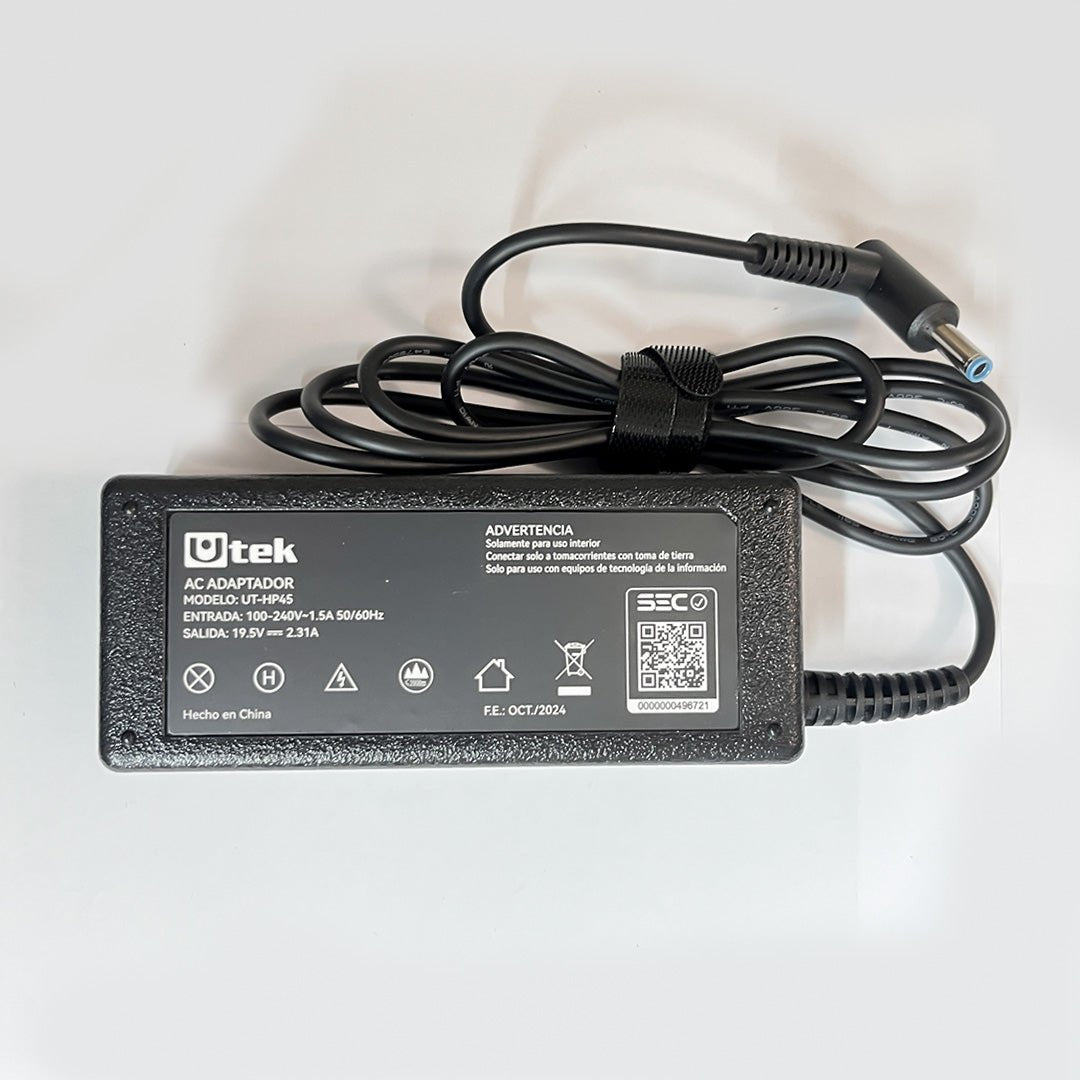Cargador HP 19.5V 2.31A 45W Punta Azul 4.5x3mm UT - HP45UtekItems Digital Spa – Tecnología, Hogar y Fitness en un solo lugar