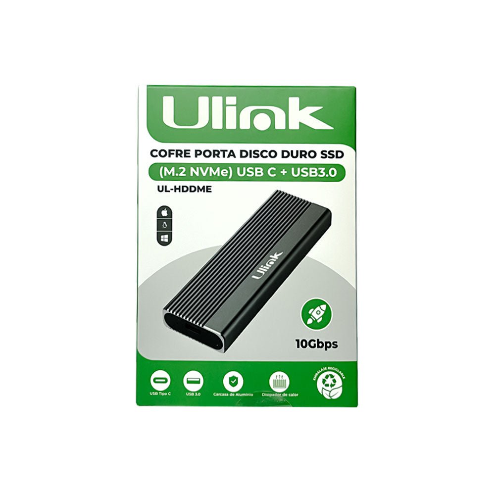 Cofre porta Disco Duro SSD M.2 NVMe USB - C UL - HDDME