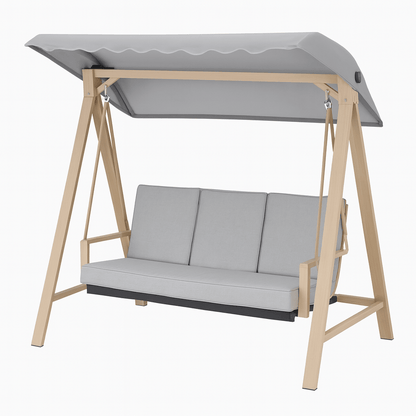 Columpio de terraza 3 puestos gris hierro y poliéster